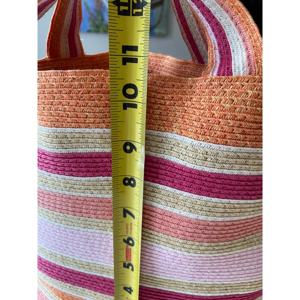 Cappelli Straworld Shoulder Bag Tote NWOT Striped Orange Pink Beachy Resort Pool - Picture 7 of 13